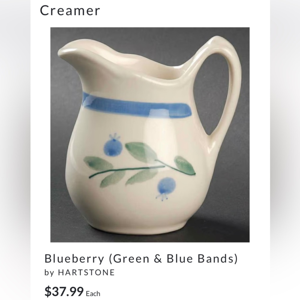 Hartstone Pottery Blueberry pattern creamer